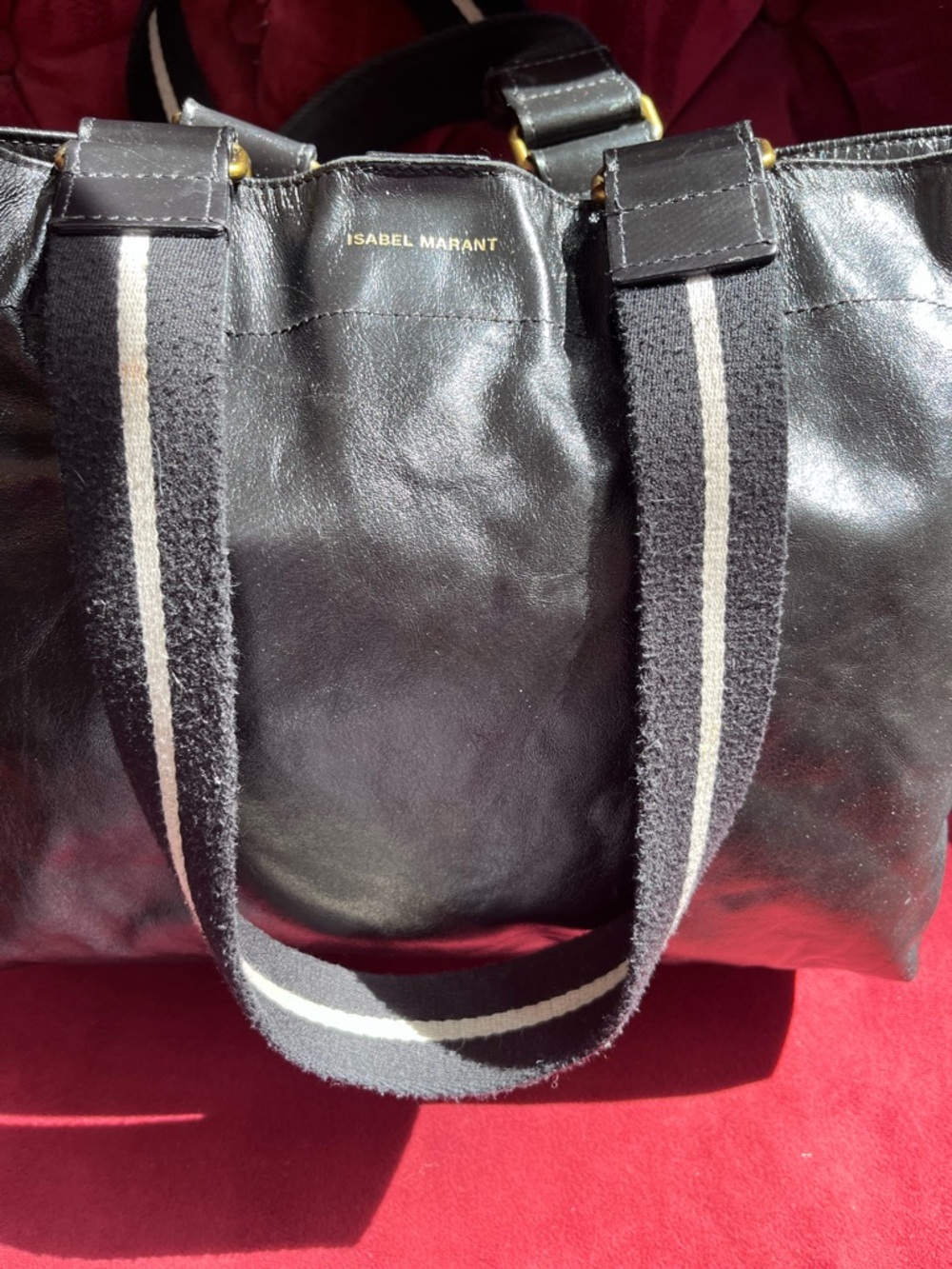 Isabel Marant Wardy Tote—Double-Handle Black Leather with Gold Zipper - Picture 5 of 16